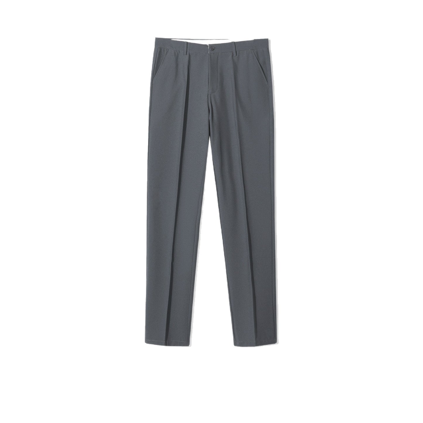 Men's Casual Slim-Fit Cropped Suit Pants with a Straight Cut and Drape Effect
