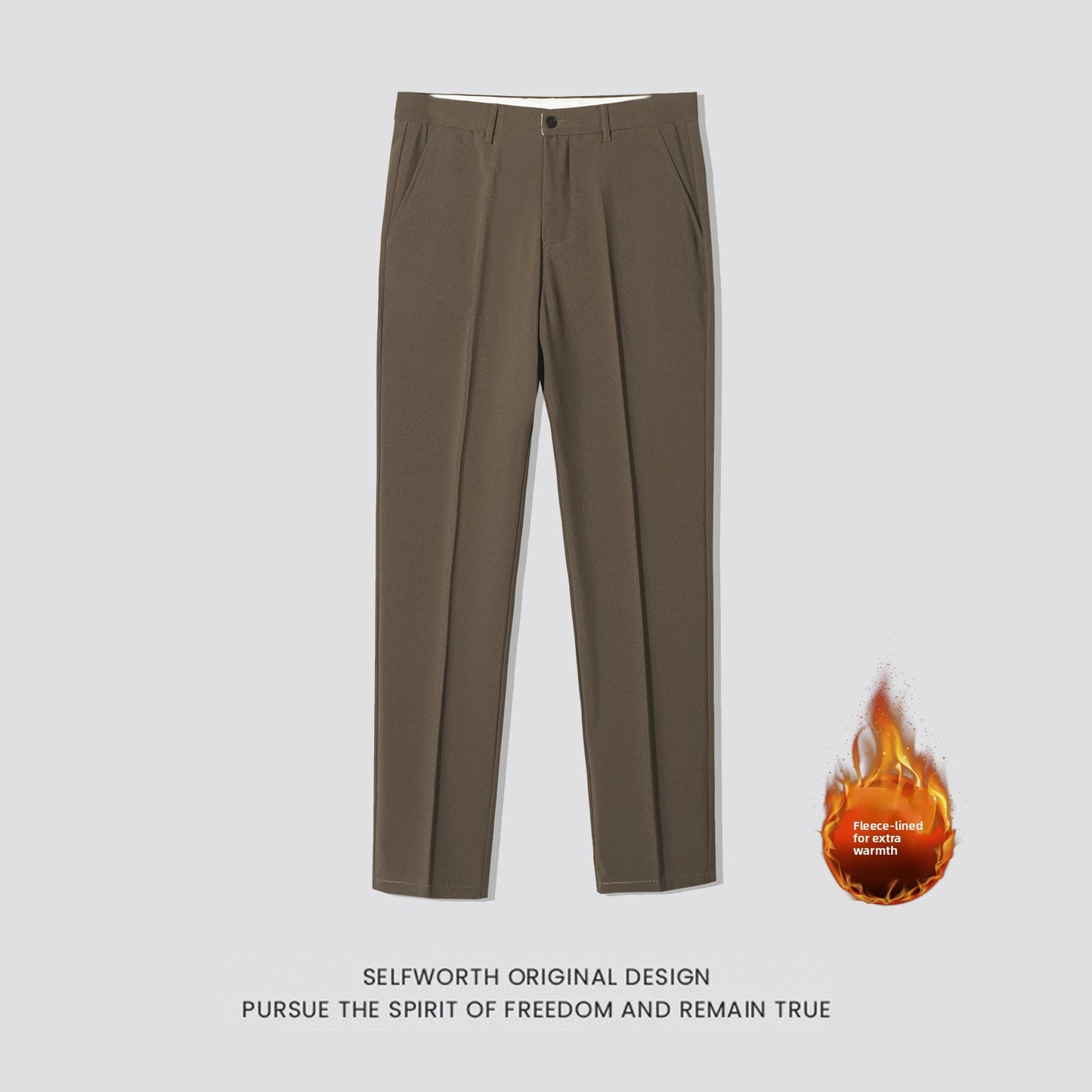 Men's Casual Slim-Fit Cropped Suit Pants with a Straight Cut and Drape Effect