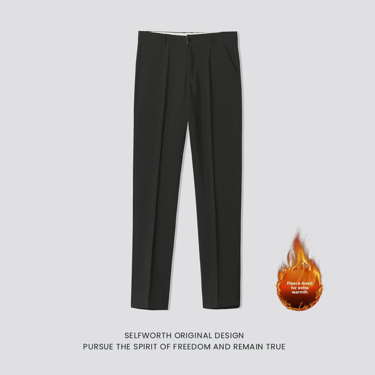 Men's Casual Slim-Fit Cropped Suit Pants with a Straight Cut and Drape Effect