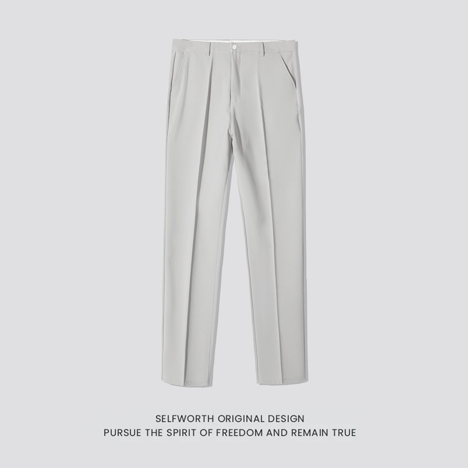 Men's Casual Slim-Fit Cropped Suit Pants with a Straight Cut and Drape Effect