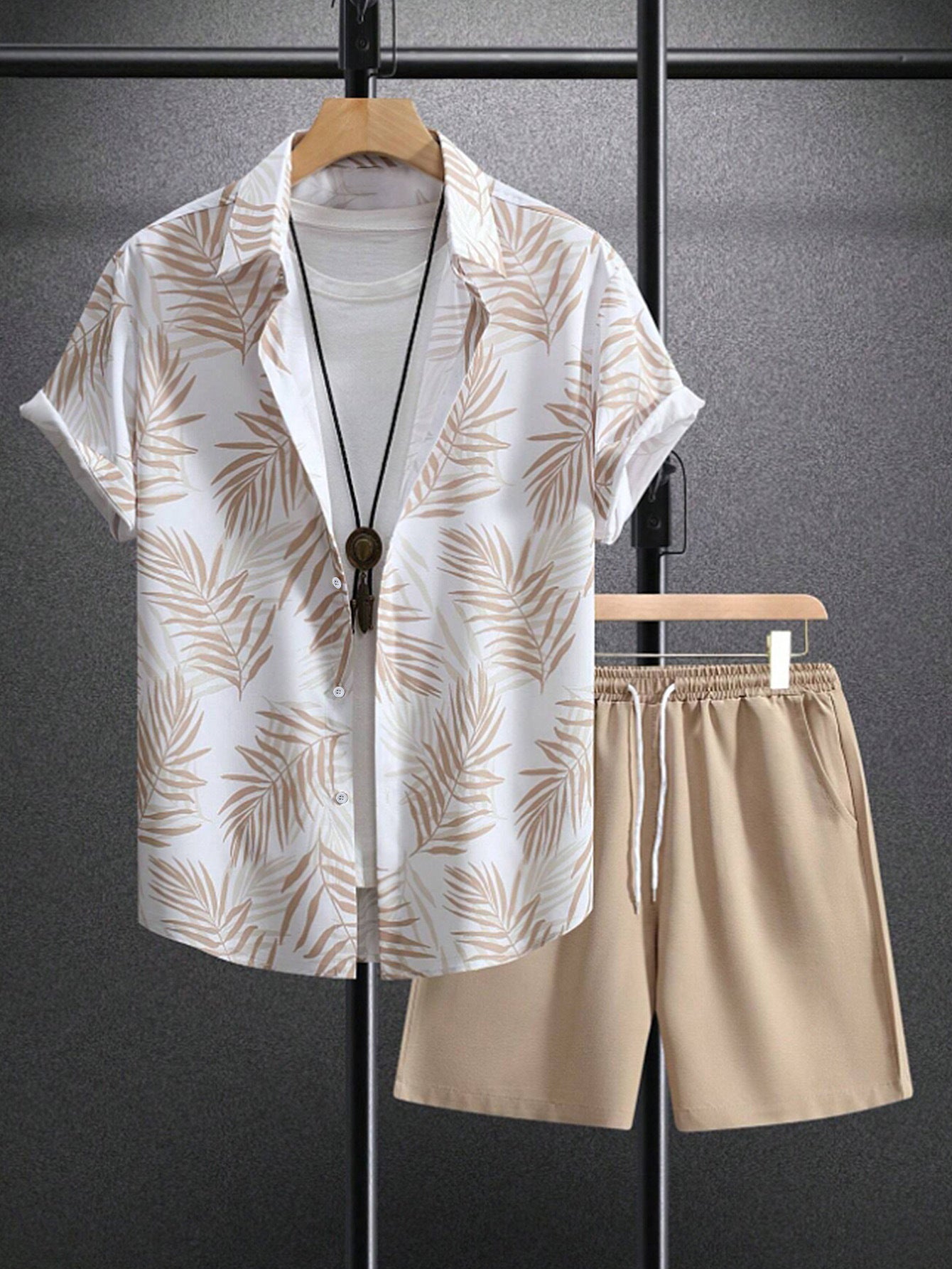 Men's Casual Sports Beach Short-Sleeved Shirt Shorts Suit
