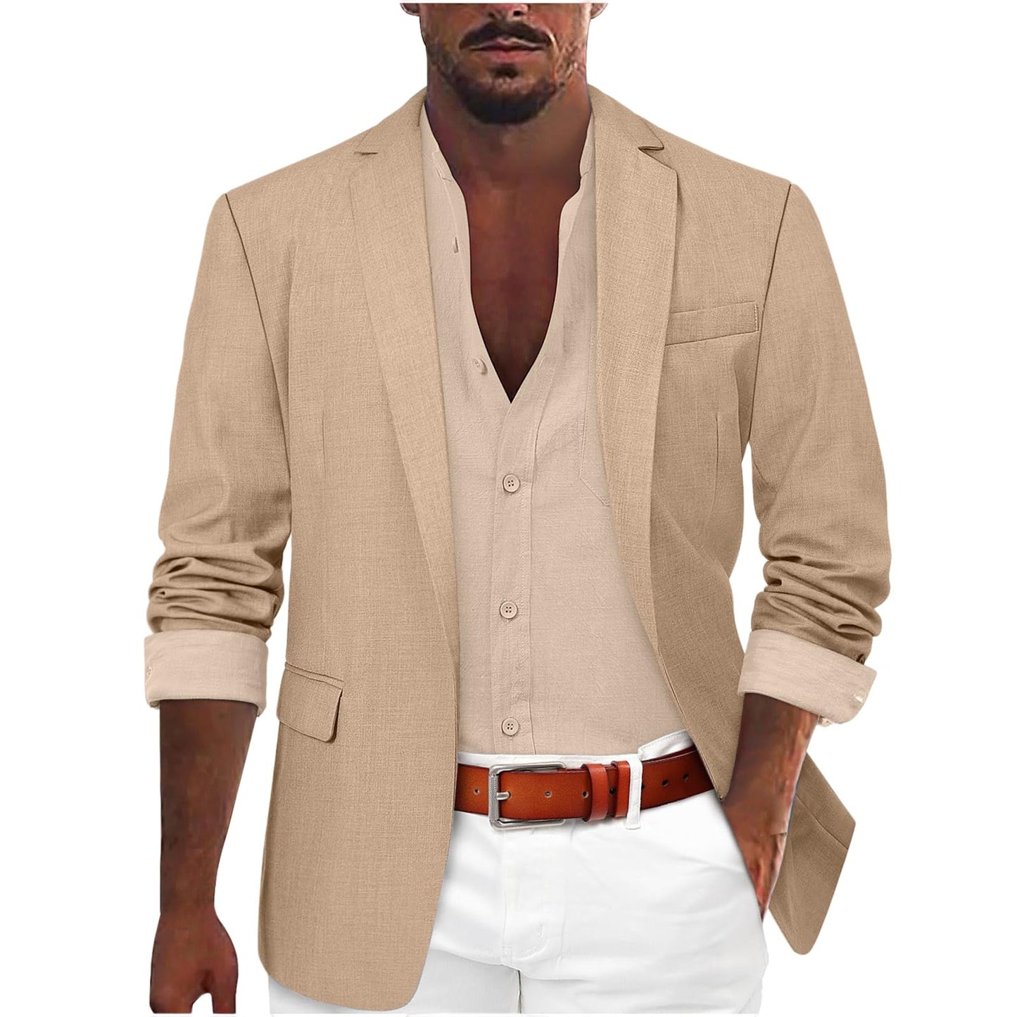 Men's Casual Suit Jacket with Printed Design