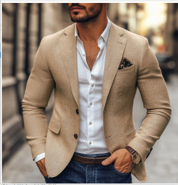 Men's Casual Suit Jacket with Printed Design