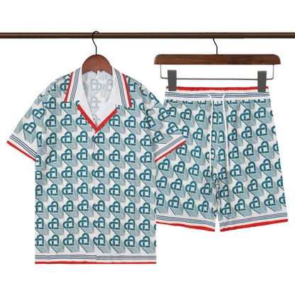 Men's Casual Summer Striped Print Beach Suit