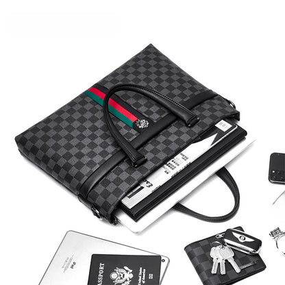 Men's checked messenger bag