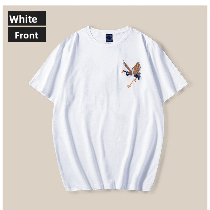 Men's Chinese Style Embroidered Cotton T-Shirt