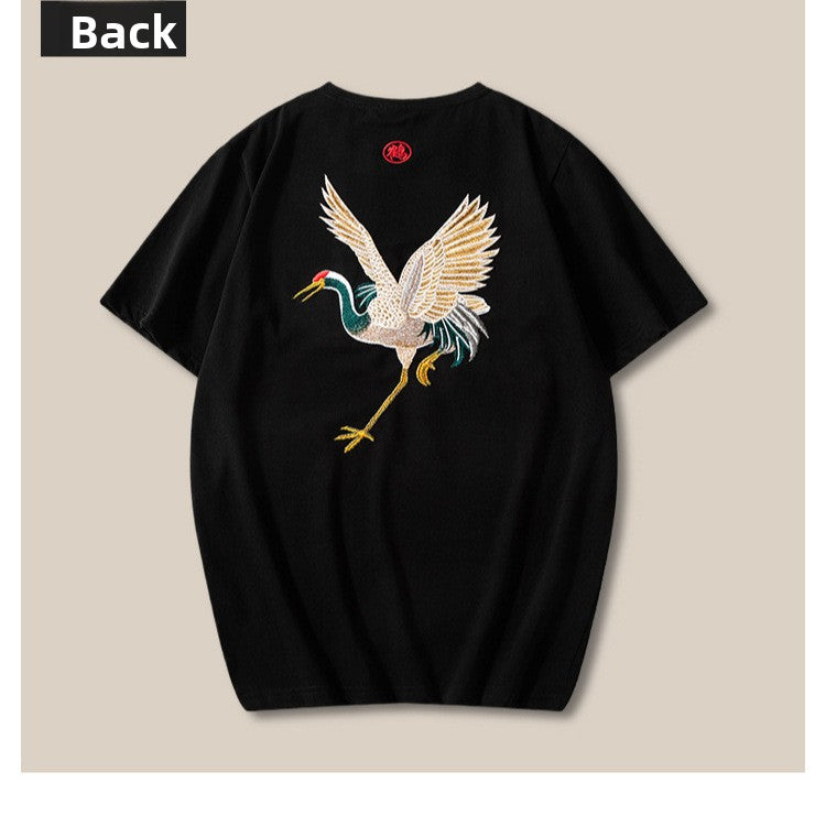 Men's Chinese Style Embroidered Cotton T-Shirt