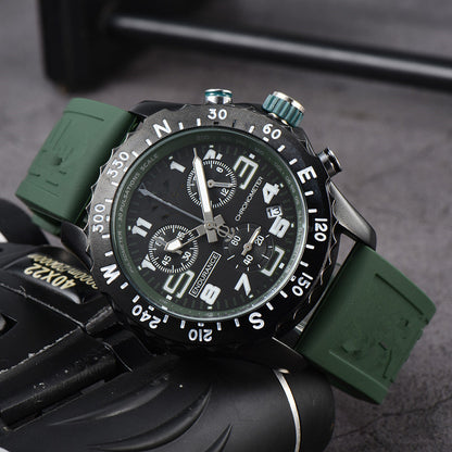Men's Chronograph Quartz Watch with Silicone Band