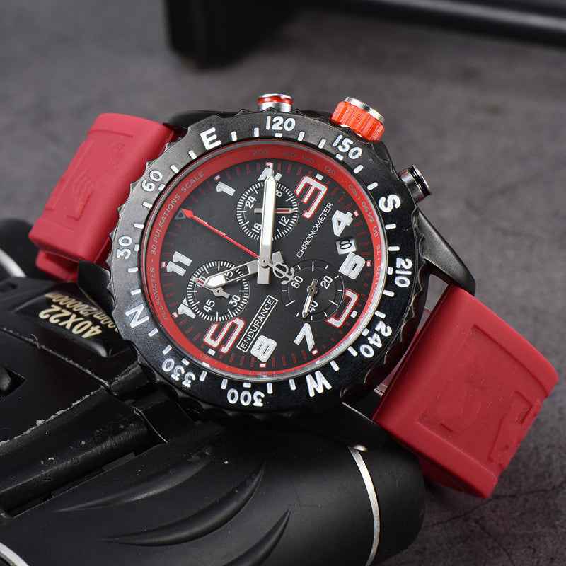 Men's Chronograph Quartz Watch with Silicone Band