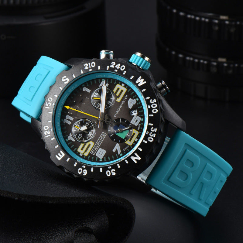 Men's Chronograph Quartz Watch with Silicone Band