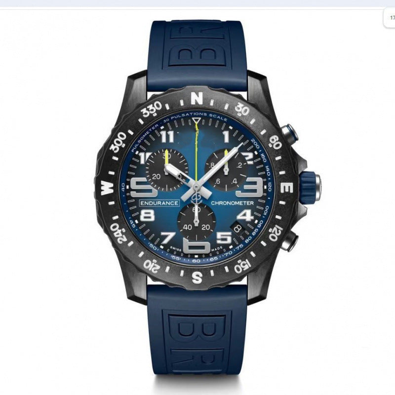 Men's Chronograph Quartz Watch with Silicone Band