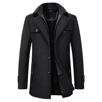 Men's Classic Wool Blend Coat with Lapel