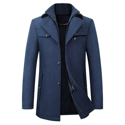 Men's Classic Wool Blend Coat with Lapel