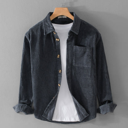 Men's Corduroy Long Sleeve Shirt Casual Retro Cardigan
