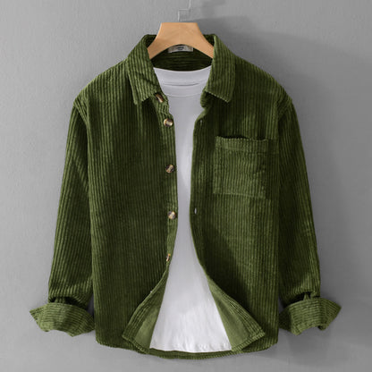 Men's Corduroy Long Sleeve Shirt Casual Retro Cardigan