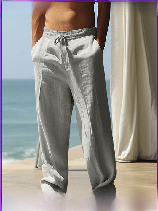Men's cotton and linen loose and breathable long pants