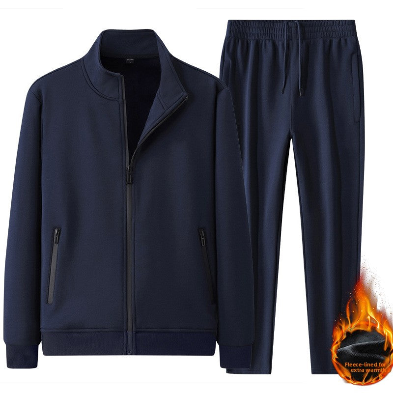 Men's Cotton Casual Suit Jacket and Trousers Set