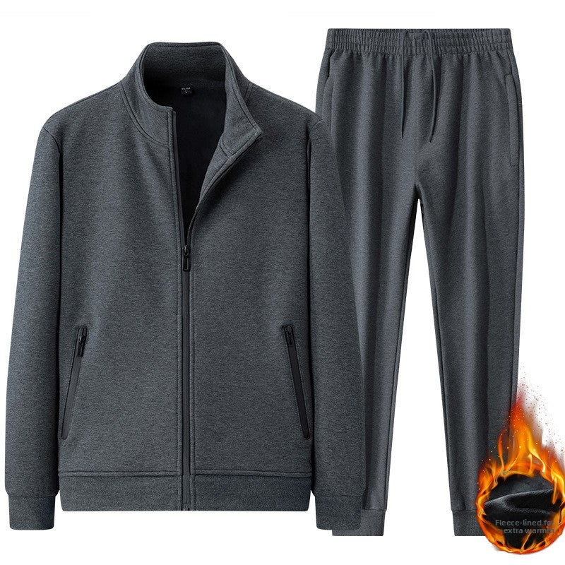 Men's Cotton Casual Suit Jacket and Trousers Set