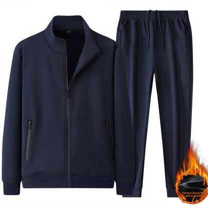 Men's Cotton Casual Suit Jacket and Trousers Set