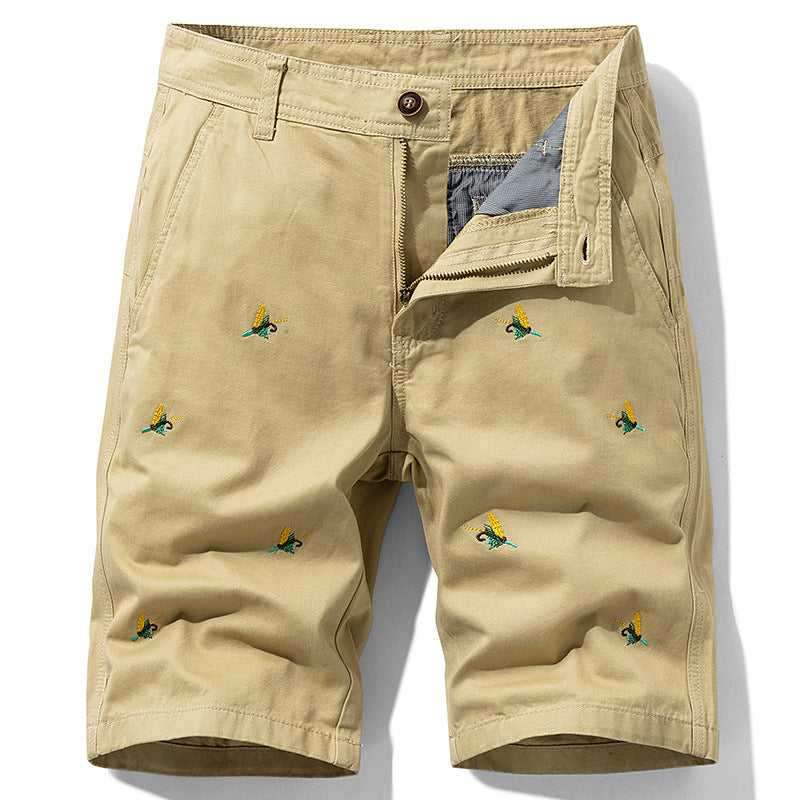 Men's Cotton Embroidered Casual Shorts