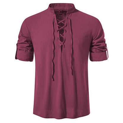 Men's Cotton Henley Long-Sleeve Shirt