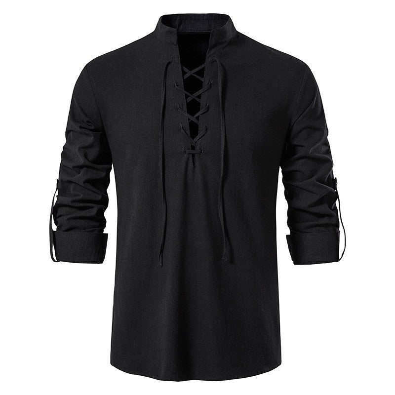 Men's Cotton Henley Long-Sleeve Shirt