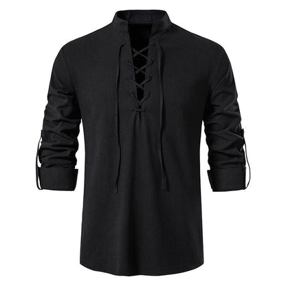 Men's Cotton Henley Long-Sleeve Shirt