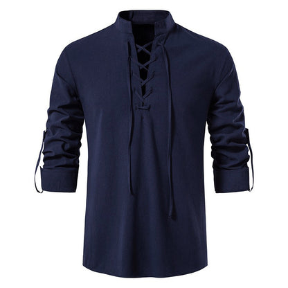Men's Cotton Henley Long-Sleeve Shirt