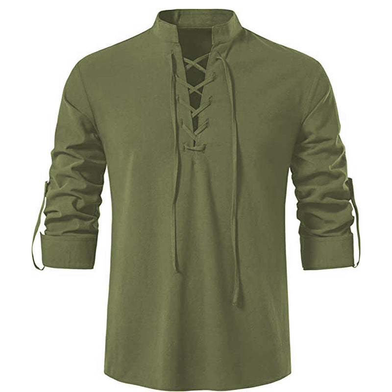 Men's Cotton Henley Long-Sleeve Shirt