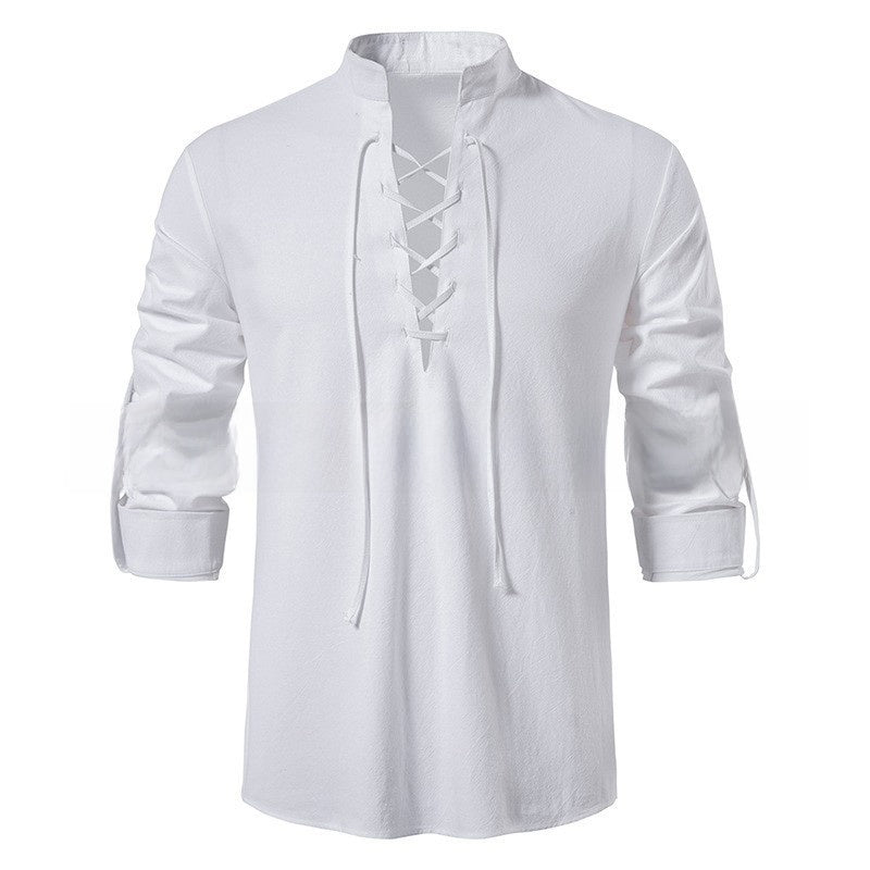 Men's Cotton Henley Long-Sleeve Shirt