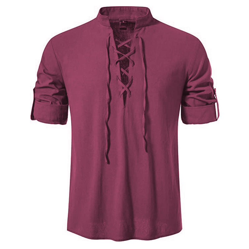 Men's Cotton Henley Long-Sleeve Shirt