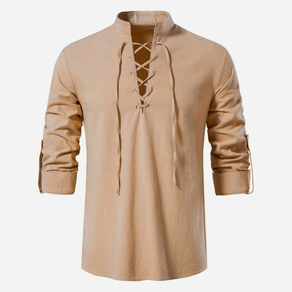 Men's Cotton Henley Long-Sleeve Shirt
