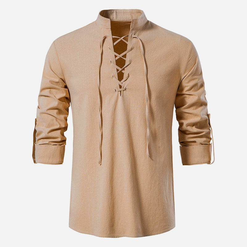 Men's Cotton Henley Long-Sleeve Shirt