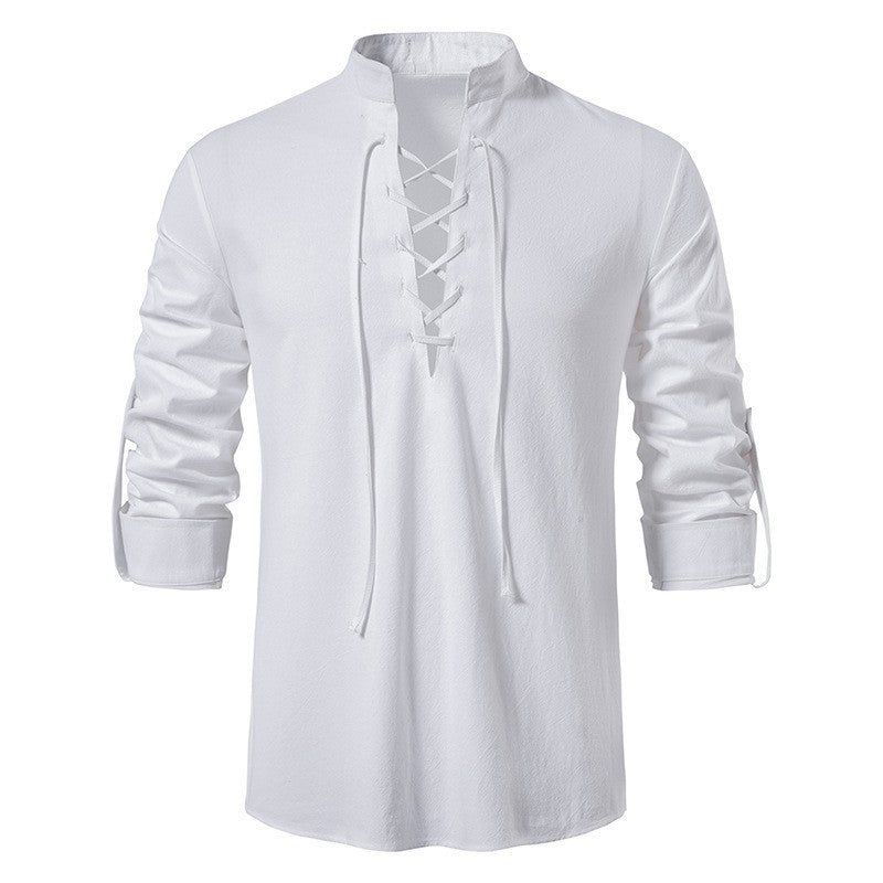 Men's Cotton Henley Long-Sleeve Shirt