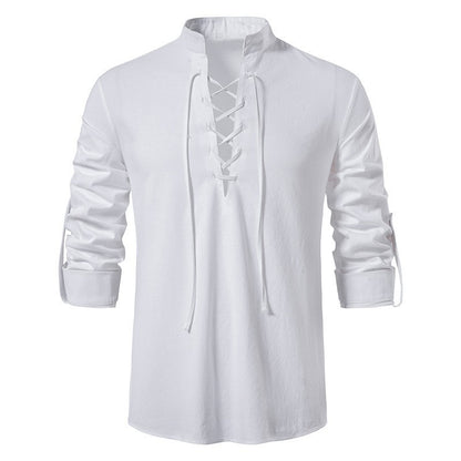 Men's Cotton Henley Long-Sleeve Shirt