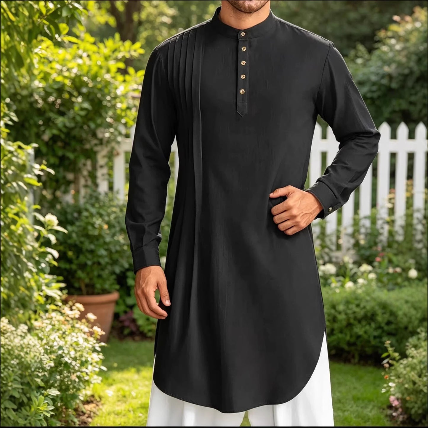 Men's Cotton Linen Button-Down Shirt