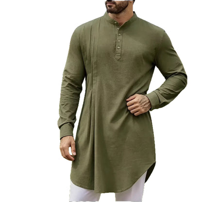 Men's Cotton Linen Button-Down Shirt