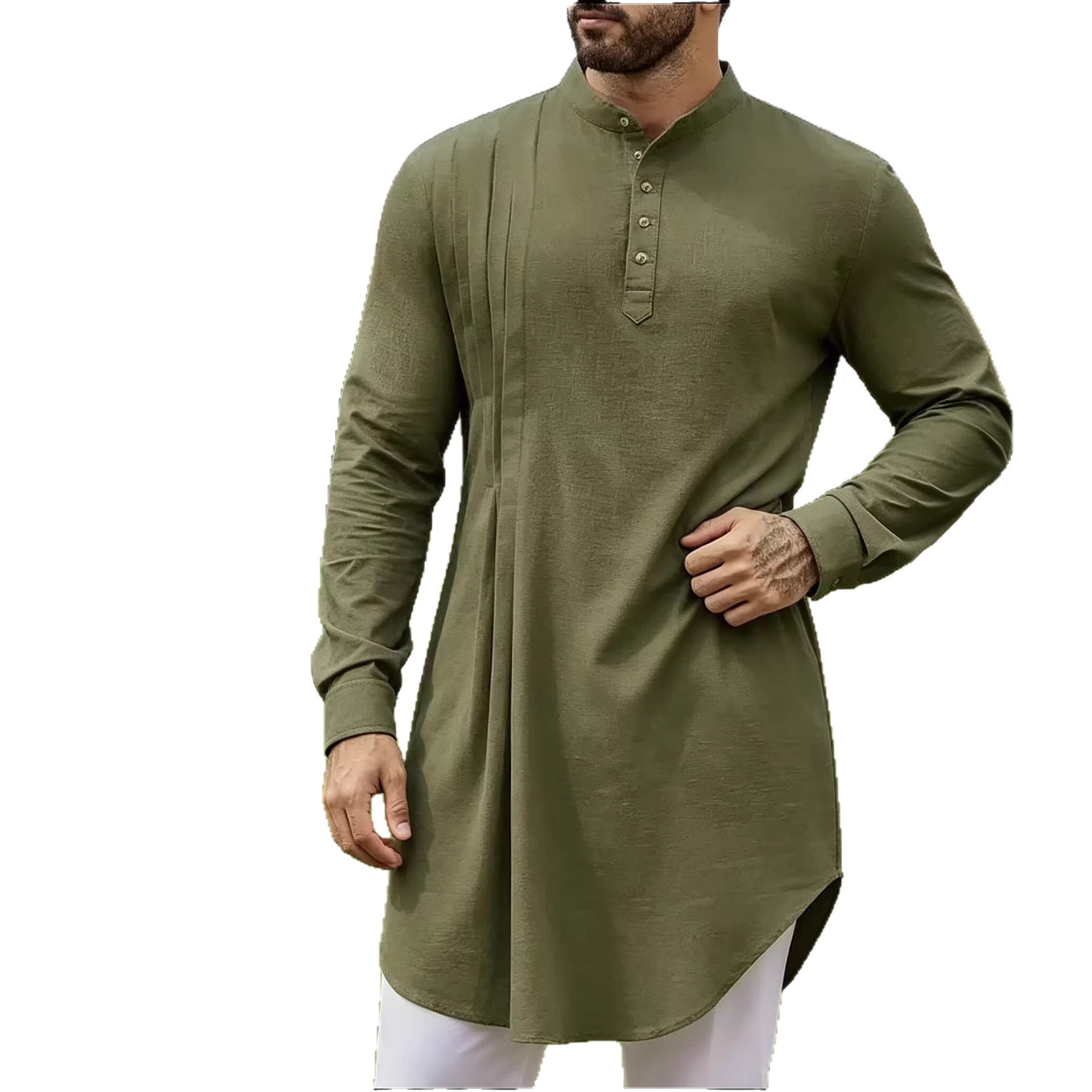 Men's Cotton Linen Button-Down Shirt