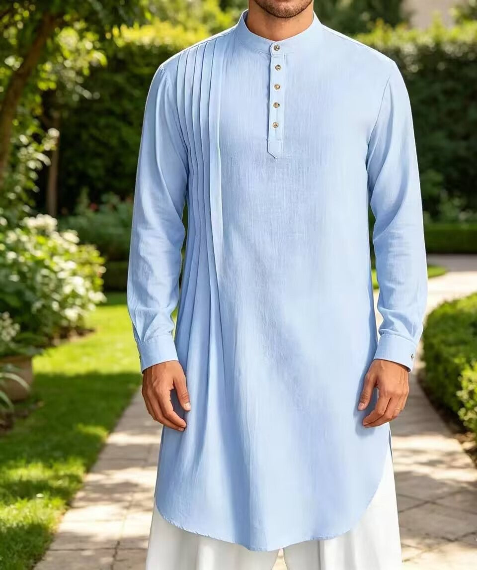 Men's Cotton Linen Button-Down Shirt