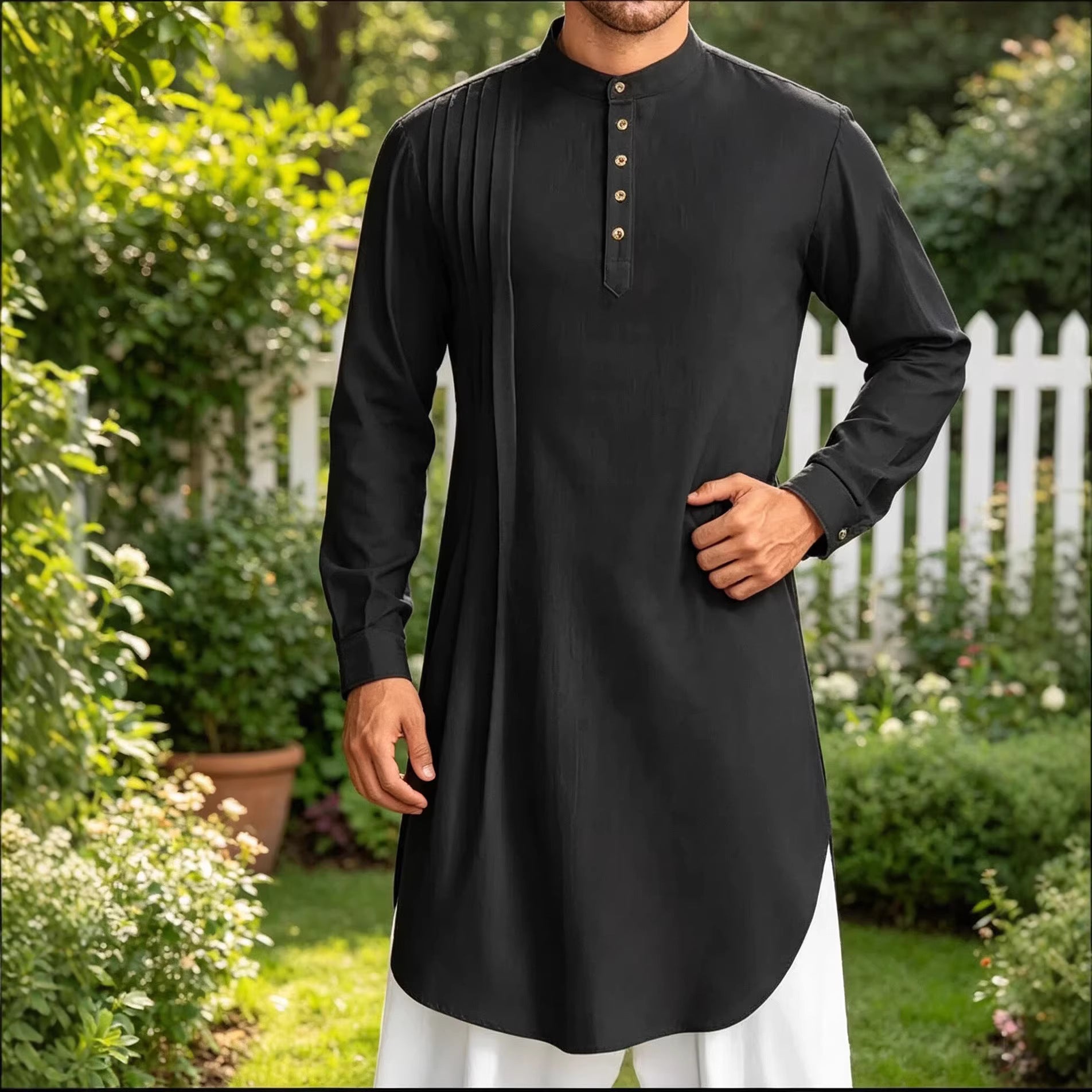 Men's Cotton Linen Button-Down Shirt