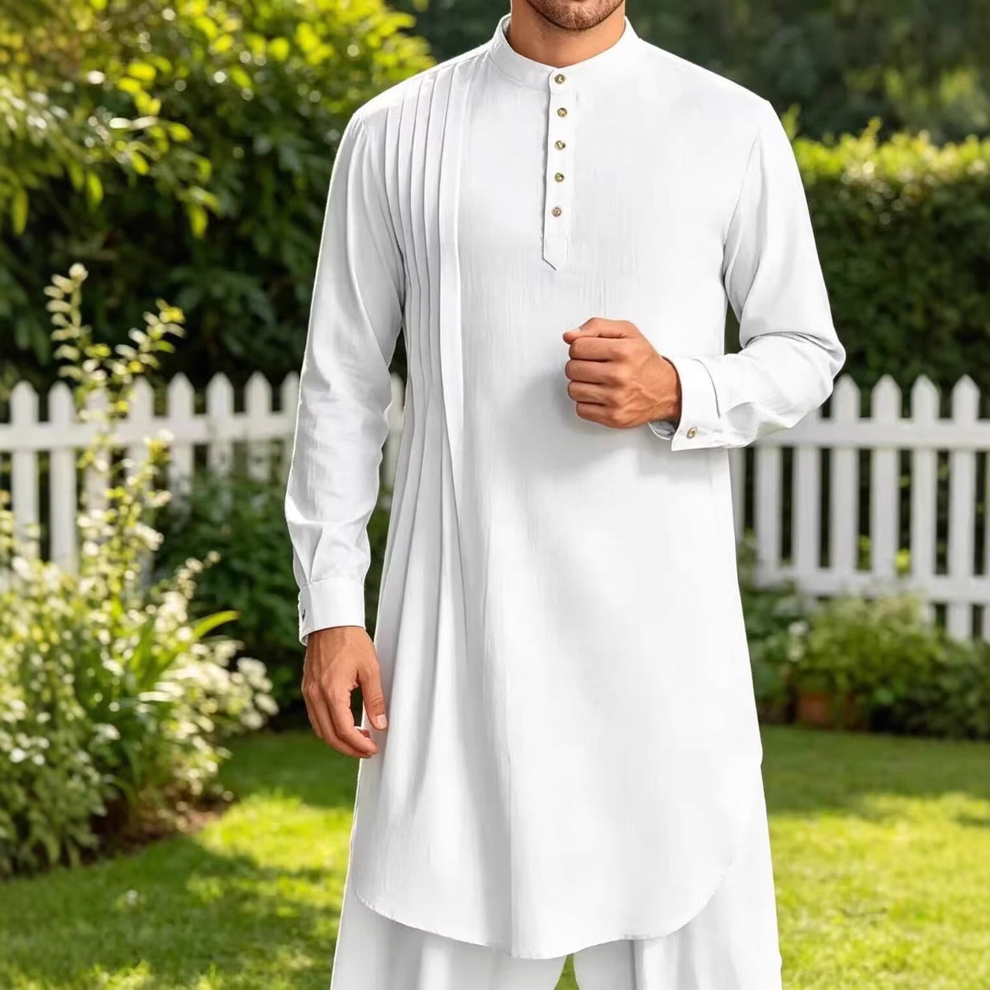 Men's Cotton Linen Button-Down Shirt