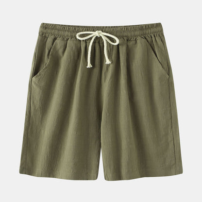 Men's Cotton-Linen Casual Shorts Slim-fit Summer Beach Pants