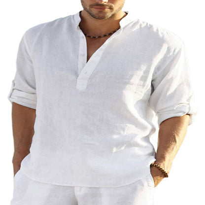 Men's Cotton Linen Long Sleeve T-shirt