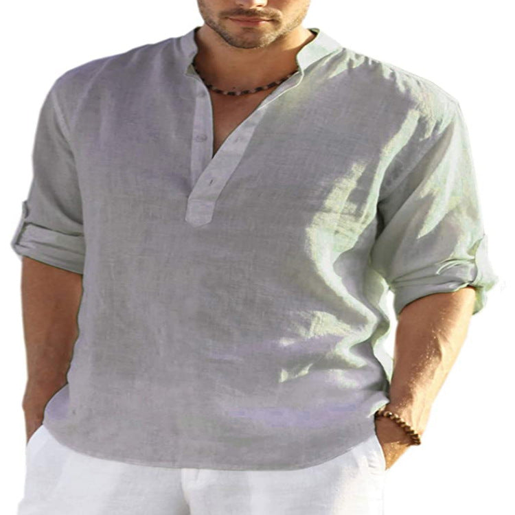 Men's Cotton Linen Long Sleeve T-shirt