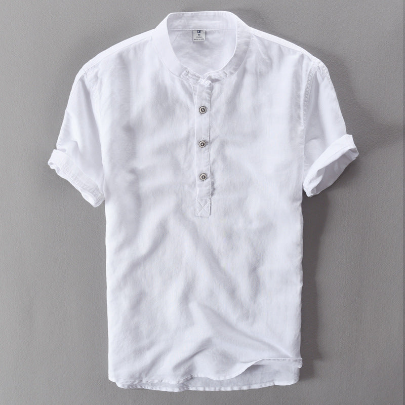 Men's Cotton Linen Short Sleeve Shirt