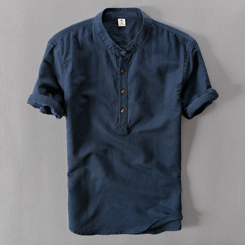 Men's Cotton Linen Short Sleeve Shirt