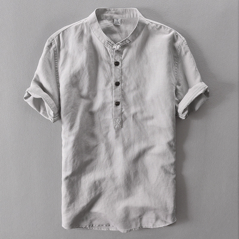Men's Cotton Linen Short Sleeve Shirt