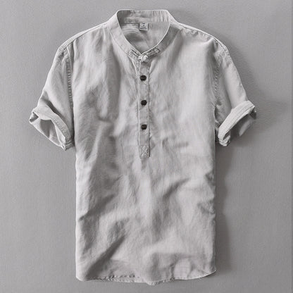 Men's Cotton Linen Short Sleeve Shirt