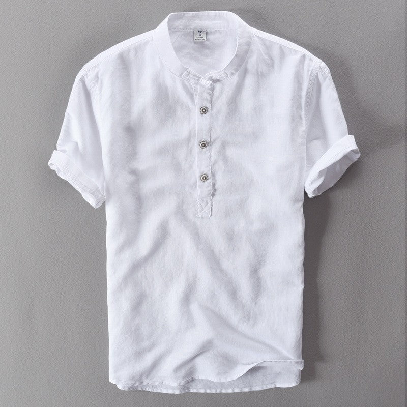 Men's Cotton Linen Short Sleeve Shirt