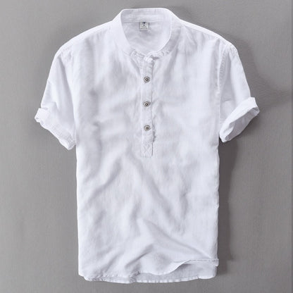 Men's Cotton Linen Short Sleeve Shirt